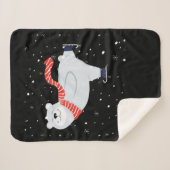 ポーラーベアアイススケートで滑るオンクリスマス シェルパブランケット (正面(横))