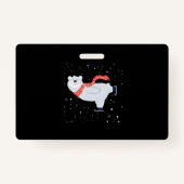 ポーラーベアアイススケートで滑るオンクリスマス バッジ (正面)