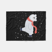 ポーラーベアアイススケートで滑るオンクリスマス フリースブランケット (正面(横))