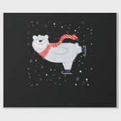 ポーラーベアアイススケートで滑るオンクリスマス ラッピングペーパー (フラット)