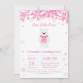 ポーラーベアウィンターガール誕生日招待状 招待状 (正面)