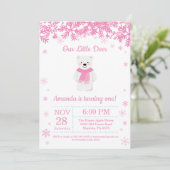 ポーラーベアウィンターガール誕生日招待状 招待状 (スタンド正面)