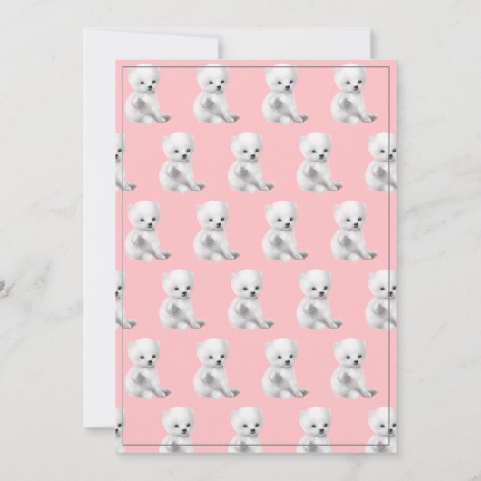 ポーラーベアウォーター色ピンクベビーシャワー招待状 招待状 (裏面)