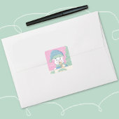 ポーラーベアクブスクウェアPinkクリスマスステッカー スクエアシール