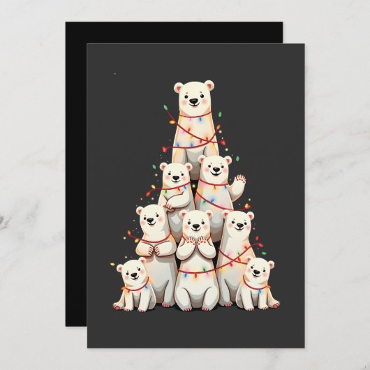 ポーラーベアクリスマスツリー メリークリスマス Xmas 招待状 (正面/裏面)