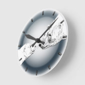 ポーラーベアクロックマザー&カブベアアートウォールクロック ラウンド壁時計 (傾斜)