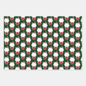 ポーラーベアサンタハットグリーンクリスマスホリデー ラッピングペーパーシート (正面)