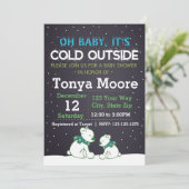 ポーラーベアブルーベイビーシャワー招待状 招待状 (スタンド正面)