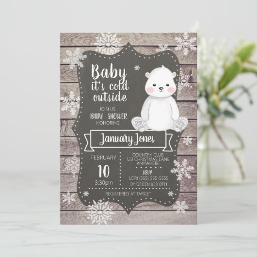 ポーラーベアベイビーシャワー招待状I 男女兼用 招待状 (スタンド正面)