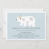 ポーラーベアベイビー 寒いよ 外は青いよ ベビーシャワー 招待状 (正面)