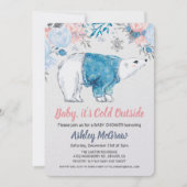 ポーラーベアベビーシャワーフローラ招待状 招待状 (正面)