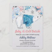 ポーラーベアベビーシャワーフローラ招待状 招待状 (正面/裏面)