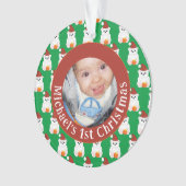 ポーラーベアベビー第1回クリスマスカスタマイズ写真文字 オーナメント (正面)