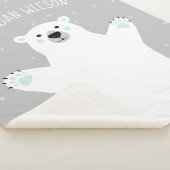 ポーラーベアミントグレー名前の追加ベビー シェルパブランケット (3/4)