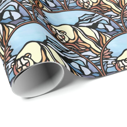 ポーラーベアラッピング紙トライバルアートギフト紙 ラッピングペーパー (ロールコーナー)