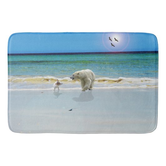 ポーラーベアーとジャックラッセル 出会い 記憶フォームバスマット バスマット (正面)