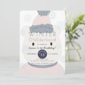 ポーラーベアーウィンターオネダーランドガール1st誕生日 招待状 (スタンド正面)