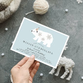 ポーラーベアーウィンターオネダーランドブルー1st誕生日 招待状