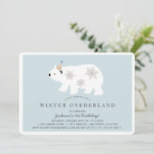 ポーラーベアーウィンターオネダーランドブルー1st誕生日 招待状 (スタンド正面)