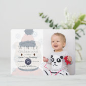 ポーラーベアーウィンターオネダーランド1stフォト誕生日 招待状 (スタンド正面)