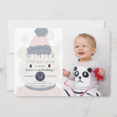ポーラーベアーウィンターオネダーランド1stフォト誕生日 招待状 (正面)