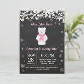 ポーラーベアーウィンターガール誕生日招待状 招待状 (スタンド正面)