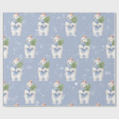 ポーラーベアーウィンターサンタクロース雪 ラッピングペーパー (フラット)