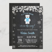 ポーラーベアーウィンターボーイベビーシャワーシャルボード 招待状 (正面/裏面)