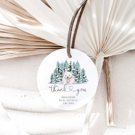 ポーラーベアーウッドランド冬のベビーシャワー フェイバータグ