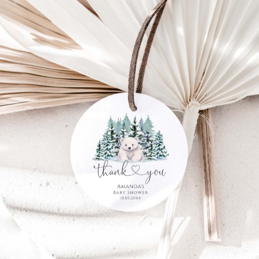 ポーラーベアーウッドランド冬のベビーシャワー フェイバータグ