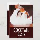 ポーラーベアーカクテルパーティー、ホワイトブラウン赤 招待状 (正面/裏面)