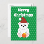 ポーラーベアークリスマスサンタハットのパーソナライズ ポストカード (正面/裏面)