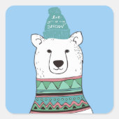ポーラーベアークリスマスステッカー スクエアシール (正面)