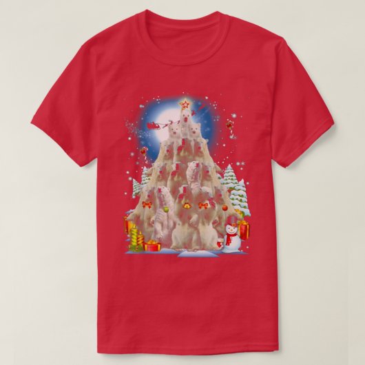 ポーラーベアークリスマスツリー装飾クリスマス雪 Tシャツ (デザイン正面)