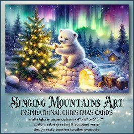 ポーラーベアークリスマスツリー&イグルー感動的ー シーズンカード