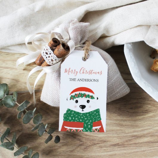 ポーラーベアークリスマスファミリー名 ギフトタグ