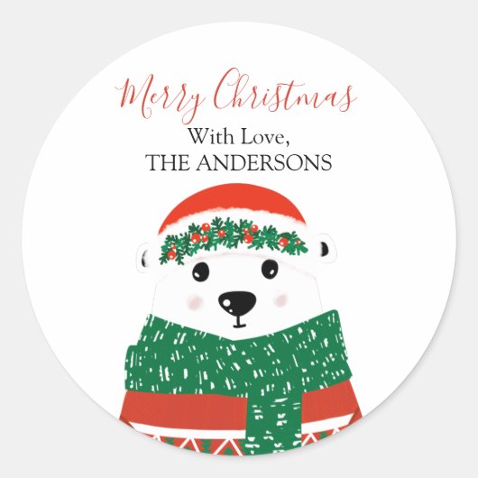 ポーラーベアークリスマスファミリー名 ラウンドシール (正面)