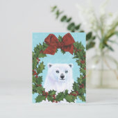 ポーラーベアークリスマスリースホリデーポストカード ポストカード (スタンド正面)