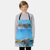 ポーラーベアーグリーティング、キッズフルプリントエプロン エプロン (着用した状態)