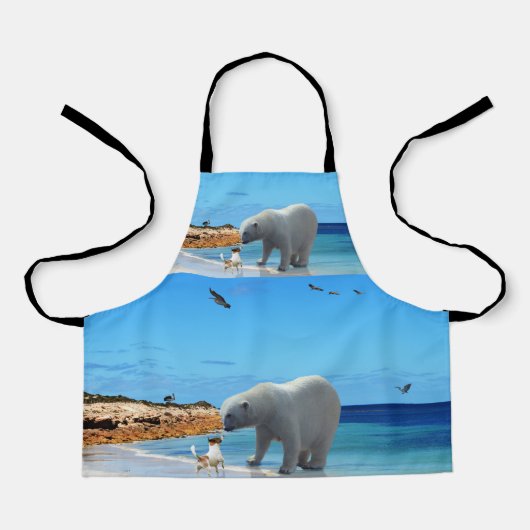 ポーラーベアーグリーティング、キッズフルプリントエプロン エプロン (正面)