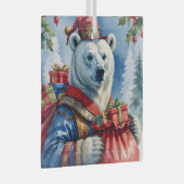 ポーラーベアーサンタクリスマスデザイン ガラスオーナメント (正面右)