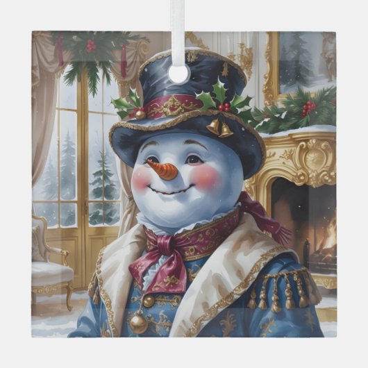 ポーラーベアーサンタクリスマスデザイン ガラスオーナメント (正面)