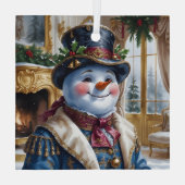 ポーラーベアーサンタクリスマスデザイン ガラスオーナメント (裏面)