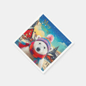 ポーラーベアーサンタハットとスカーフメリークリスマス スタンダードカクテルナプキン (角)