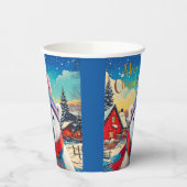 ポーラーベアーサンタハットとスカーフメリークリスマス 紙コップ (左)