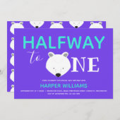 ポーラーベアーシックス6ヶ月ベビーハーフ誕生日招待状 招待状 (正面/裏面)