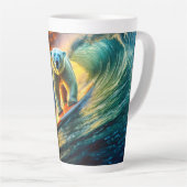 ポーラーベアーズサーフィン02デザインバイリッチアメンギル カフェラテマグ (右アングル)