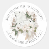 ポーラーベアーズネーム差出人住所メリークリスマス ラウンドシール (正面)