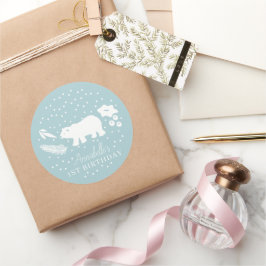 ポーラーベアーブルーウィンター誕生日 ラウンドシール