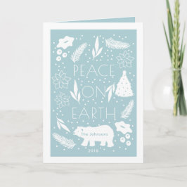 ポーラーベアーブルーパイン&フローラクリスマスフォトカード シーズンカード